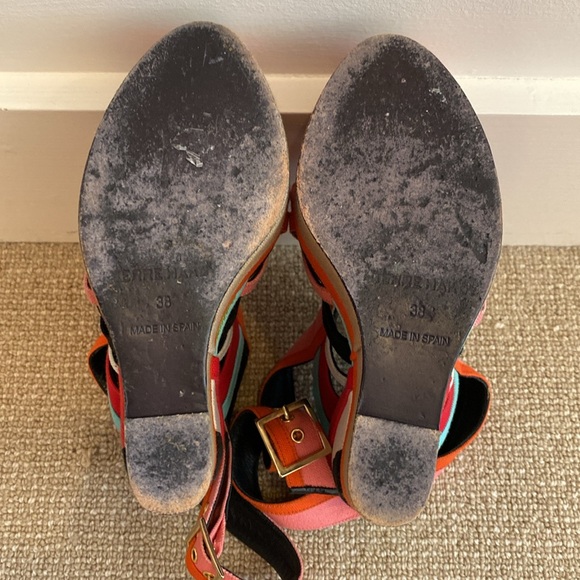 Pierre Hardy Canvas Colorblock Slingback Sandals Wedges - Picture 9 of 10